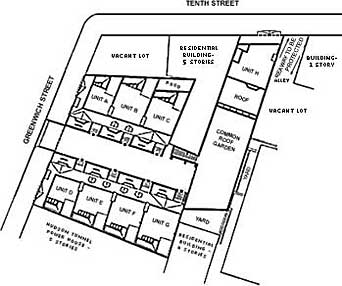 Plan drawing of Greenwich Mews development, NYC