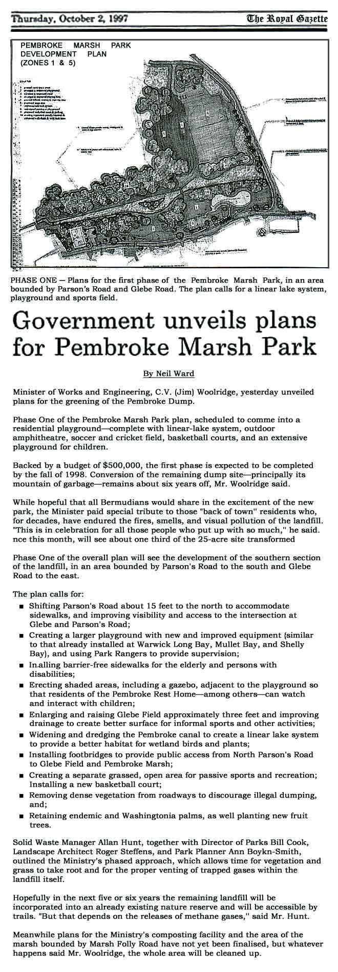 Pembroke Marsh Park, Bermuda. Roger Steffens, Landscape Architect.