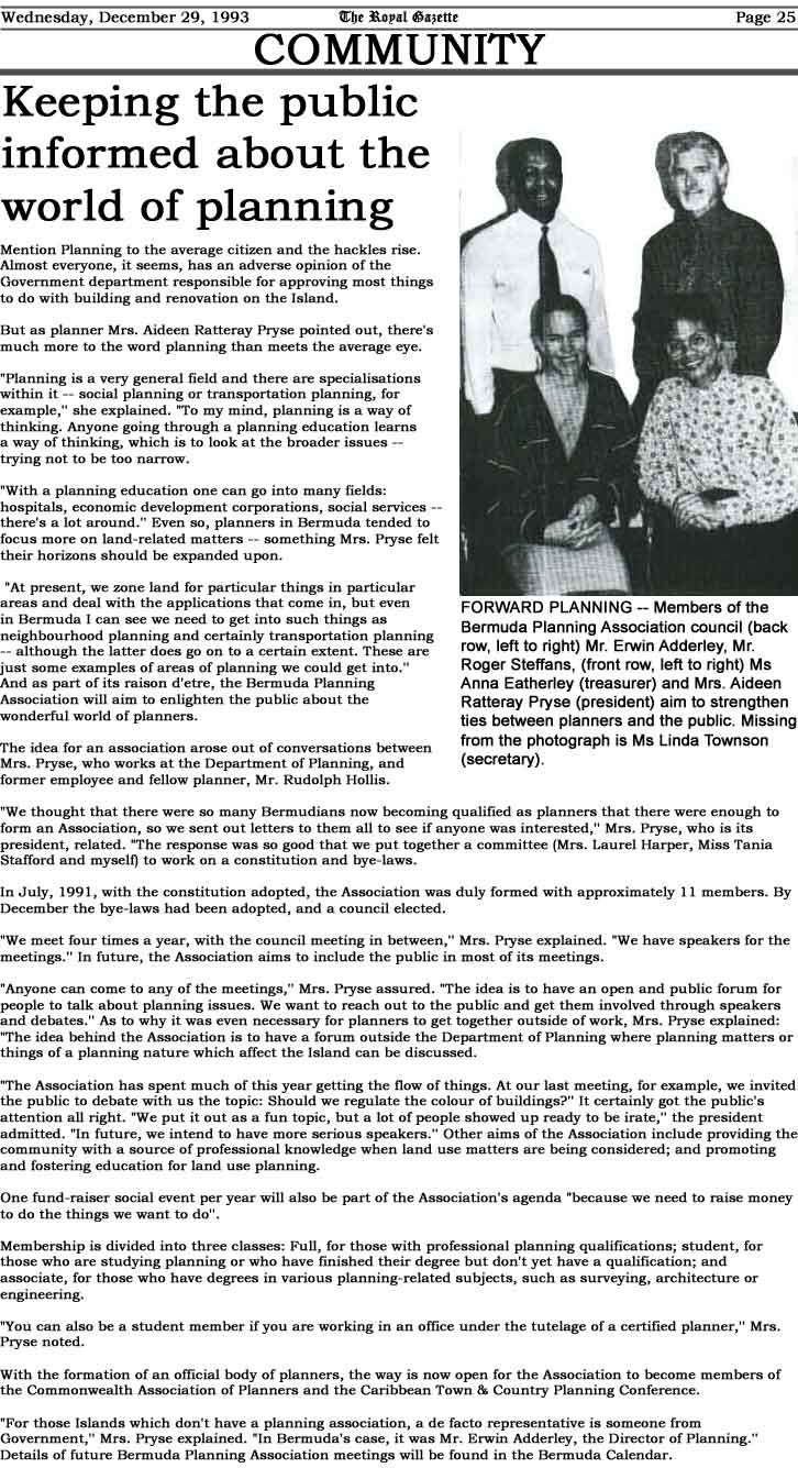 Bermuda Planning Association, 1993, Roger Steffens, member